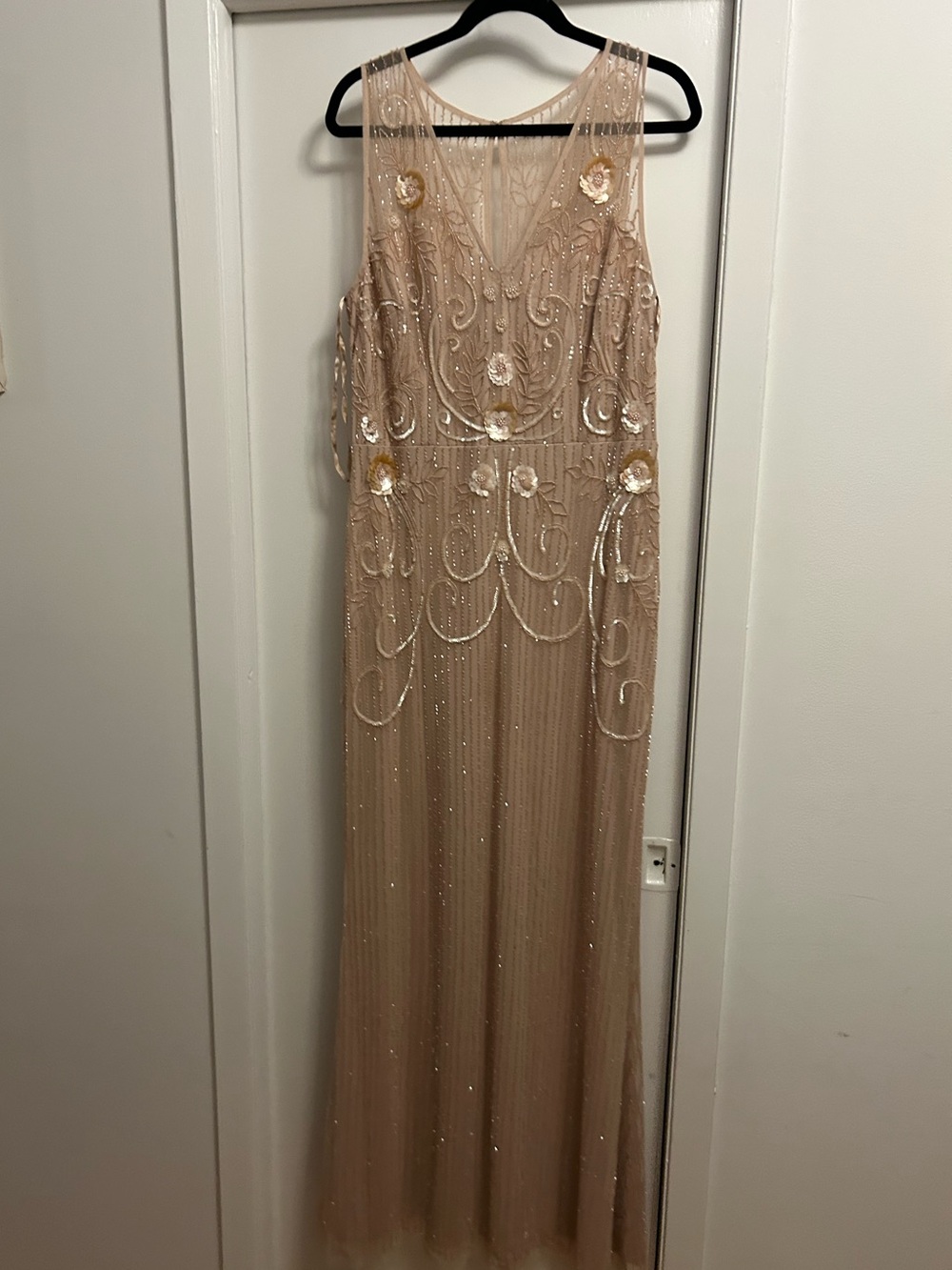 BHLDN Beaded Nude/Champagne Maxi Dress